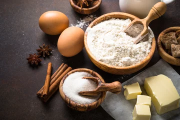 Crédence de cuisine en verre imprimé Cuisinier Ingredients for cooking baking