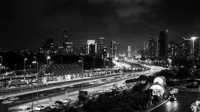 Israel Tel Aviv trains and transportation time lapse footage 4k with motion blur