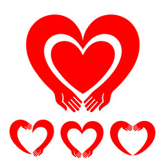 Set icons of heart hugs.