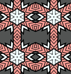 Seamless striped vector pattern. Vintage colored decorative repainting background with tribal and ethnic motifs. Abstract geometric roughly hatched shapes colored with hand drawn brush stokes.