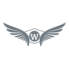 Animal wing logo, simple gray style