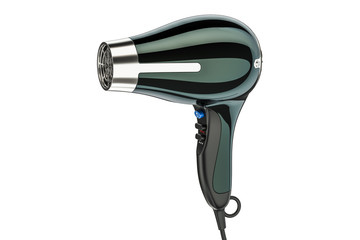 Black hair dryer, 3D rendering