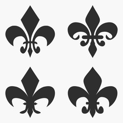 Set of Fleur de lis symbol. French heraldic lily. Vector illustration. © Roman
