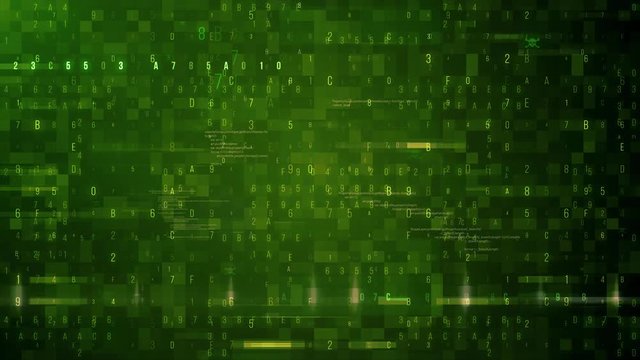 Abstract matrix cube surrounding a source of binary numbers and network Seamless Digital background
