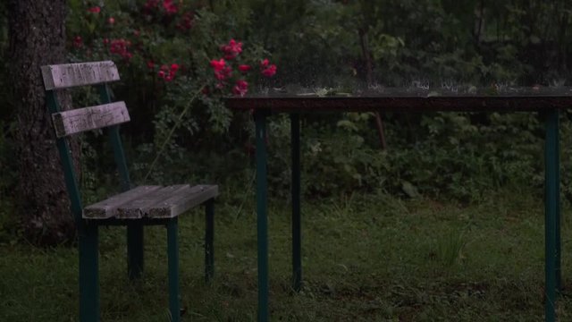 Rain fall on table - (4K)