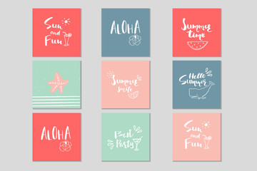 Fototapeta premium Beautiful summer poster with hand drawn lettering. Template for sail, tropical vacation