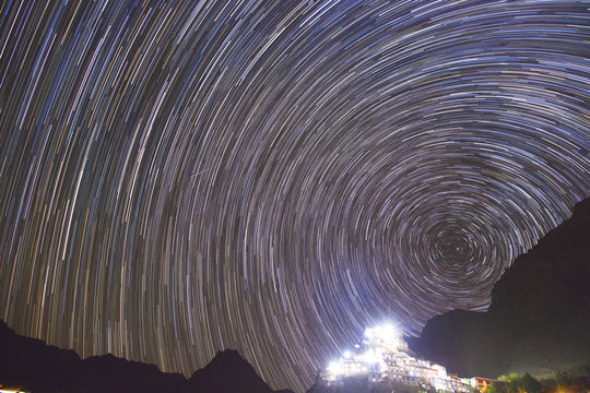Startail over Key Gompa