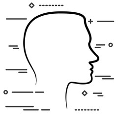 Flat Line art design graphic image concept of a Face profile ico