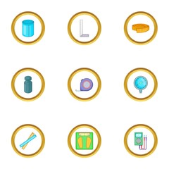 Measure instrumentation icons set, cartoon style