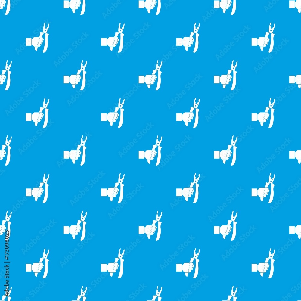 Poster hand holding chisel pattern seamless blue