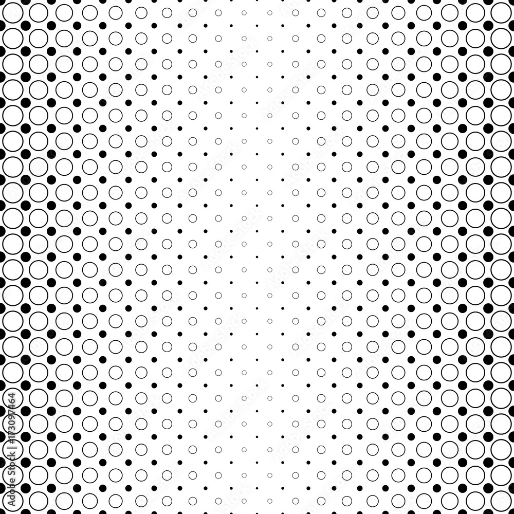 Poster monochrome abstract circle pattern background - black and white geometric halftone vector design fro
