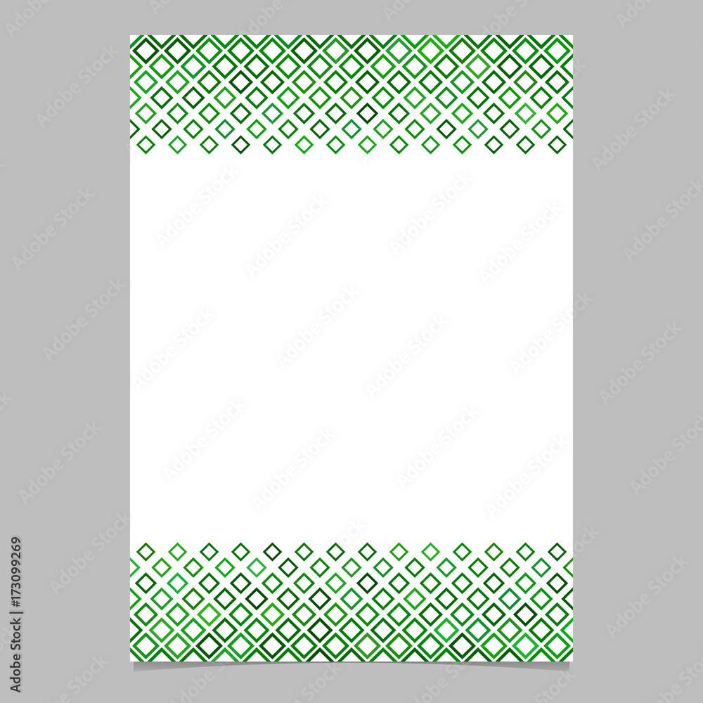 Poster green diagonal square pattern brochure border background template - vector graphic design from squar