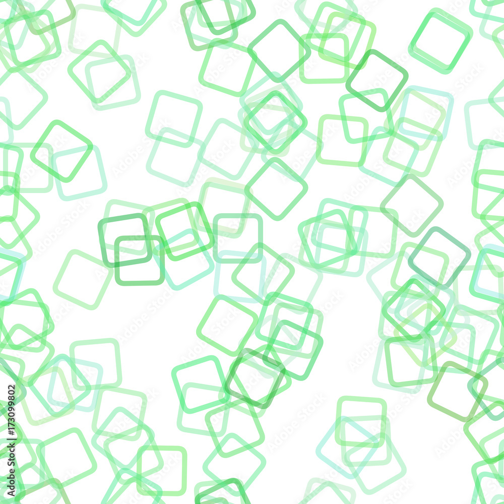 Poster green repeating abstract geometric square pattern background - vector design from random rotated squ