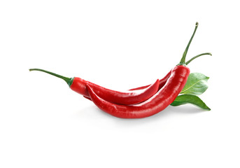 Chili peppers on white background