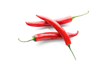 Chili peppers on white background