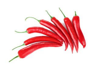 Chili peppers on white background