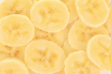 Slices of ripe bananas, closeup