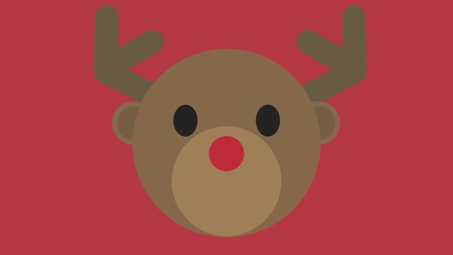 Festive cute reindeer animation loop on red