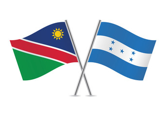 Namibia and Honduras flags.Vector illustration.