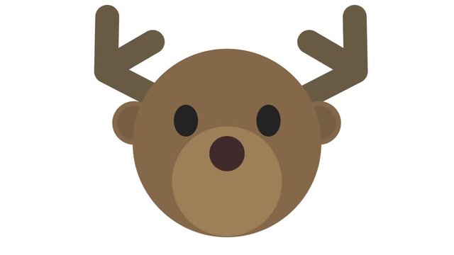 Festive cute reindeer animation loop on white