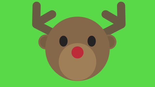 Festive cute reindeer animation loop green screen