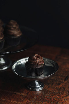 Chocolate Cupcake on Cake Stand