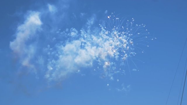 Fireworks show during daytime by the sea on Ponza Island