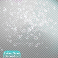 Bokeh background. Snowflakes isolated. Vector illustration.