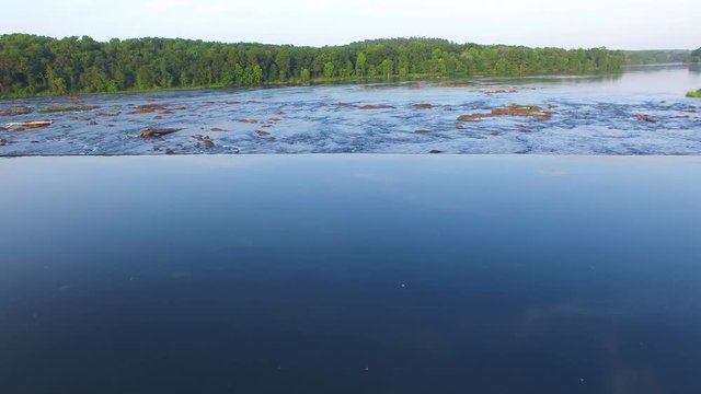 Flight over the fall line on the Savannah River near Savannah Rapids
