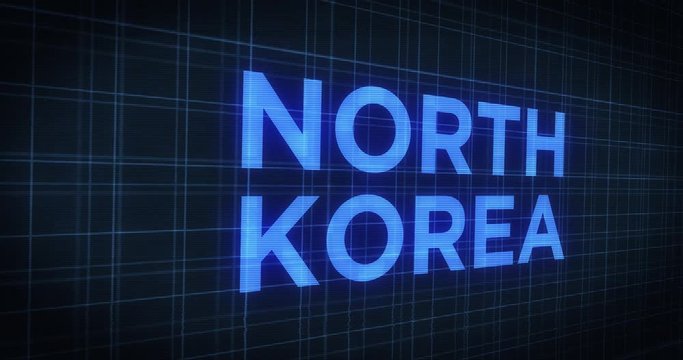 Ominous Blue digital futuristic text in digital landscape - North Korea