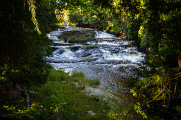 Obraz premium Michigan Upper Peninsula Waterfall. Falls River Falls is an easily accessible waterfall located in the city of L Anse in Baraga County Michigan.