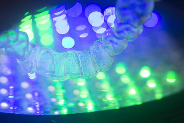 Fototapeta premium Invisible teeth aligners brackets