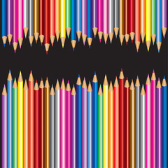 colour pencils isolated on black background .Vector illustration.