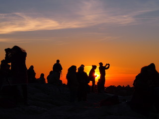 Fototapeta premium Sunset with silhouettes in Athens, Greece