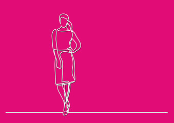 continuous line drawing of standing woman