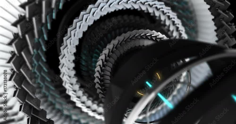 Poster 3d motion graphic elements, abstract hi-tech circle, robotic mechanical gear ui. 4k loop