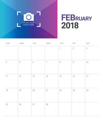 February 2018 calendar planner vector illustration