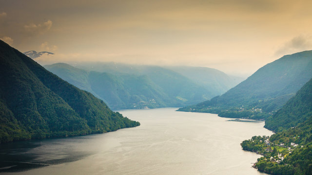 View of fjord near Bergen in Norway