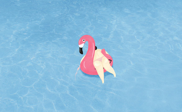 Pink Flamingo float
