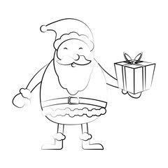 santa claus holding gift box christmas related icon image vector illustration design