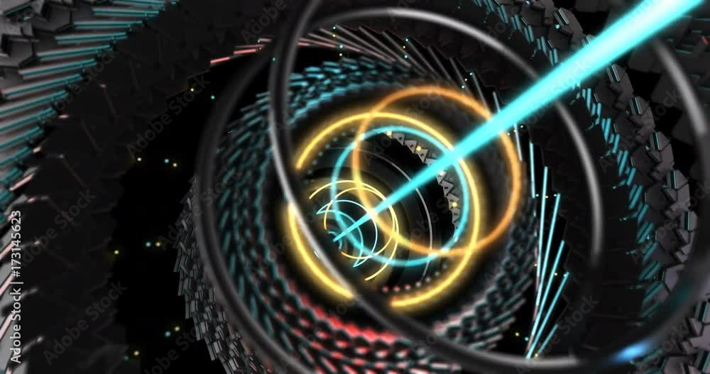 Poster 3d motion graphic elements, abstract hi-tech circle, robotic mechanical gear ui. 4k loop