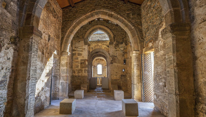 Obraz premium Visigothic Basilica of Santa Lucia del.Trampal. Main nave view