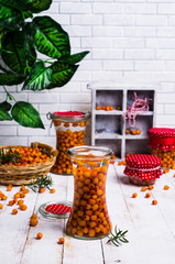 Berries of sea buckthorn with syrup