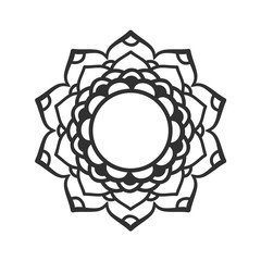 Mandala ornament. Round floral template. Decorative element  can be used for greeting card, wedding invitation, yoga poster, coloring book.. Doodle emblem.