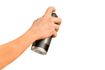graffiti spray can in hand isolated