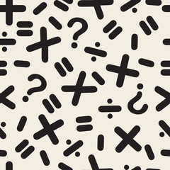 seamless monochrome mathematical symbol pattern background