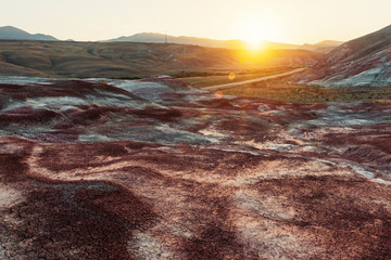 Sunset in amazing red mountains
