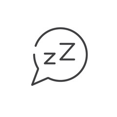 Dream Speech Bubble with Z letter line icon, outline vector sign, linear style pictogram isolated on white. Symbol, logo illustration. Editable stroke