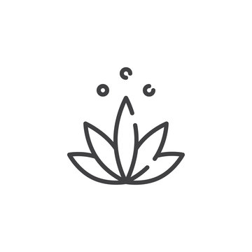 Meditation Line Icon, Outline Vector Sign, Linear Style Pictogram Isolated On White. Lotus Flower Symbol, Logo Illustration. Editable Stroke
