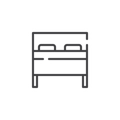 Bed line icon, outline vector sign, linear style pictogram isolated on white. Symbol, logo illustration. Editable stroke